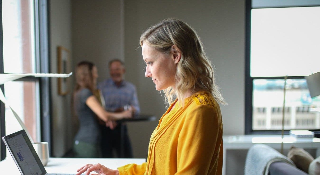 Woman working at standing desk